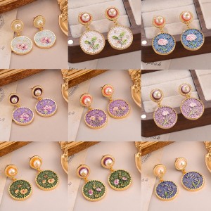 Conjunto de jóias florais de metal